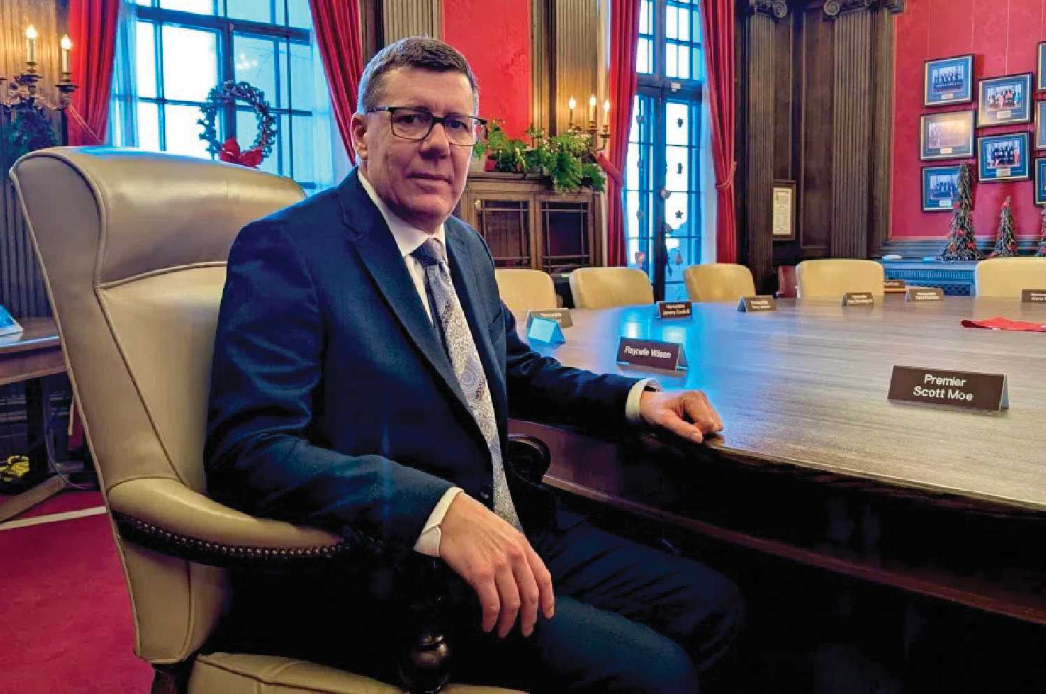 Saskatchewan Premier Scott Moe at the cabinet table